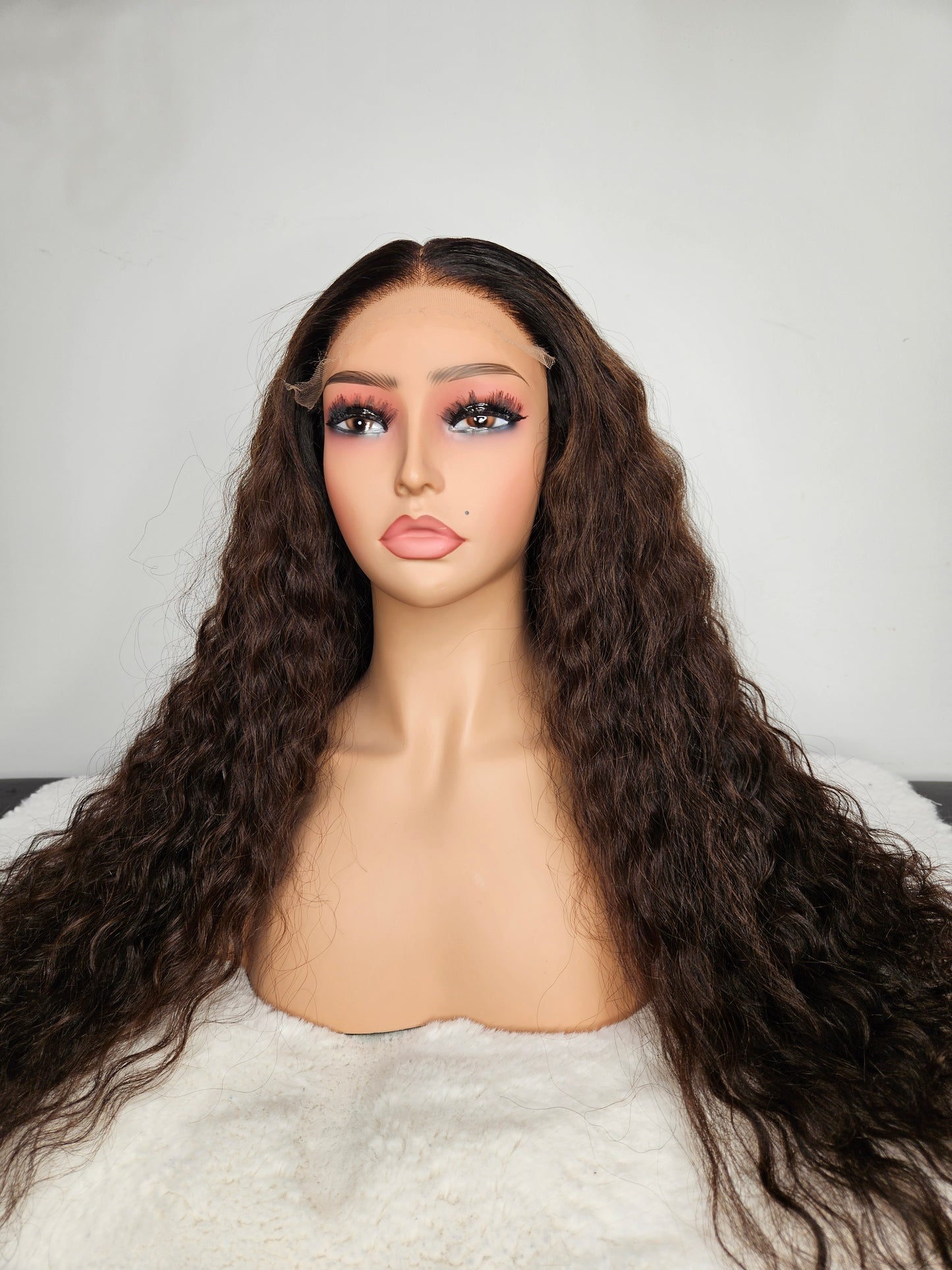 22” Deep Wave Wig – 5×5 HD Closure | Dark Brown