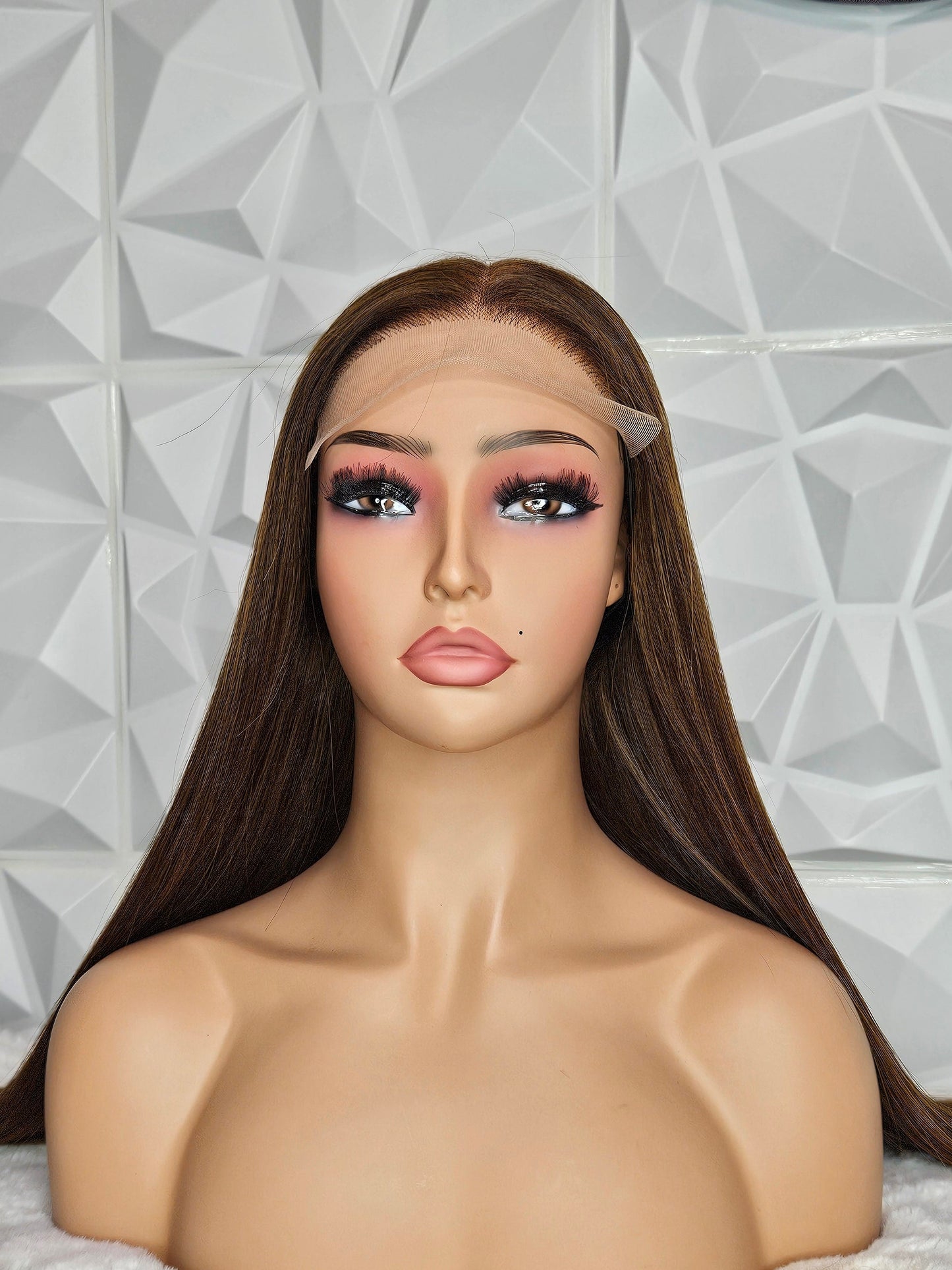 22” Straight Wig – 5×5 Swiss Lace Closure | Brown | Raw Hair