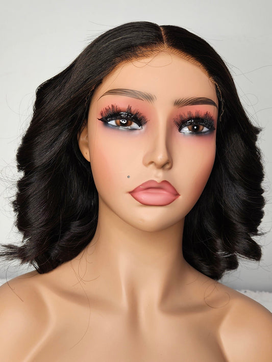 10” Curly Bob Wig – 5×5 Closure | Natural Black | Standard Lace